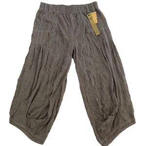 Tara Vao Grey Ballon Leg Cropped Harem Casual Izzo Pants Art to Wear NWT Sz M